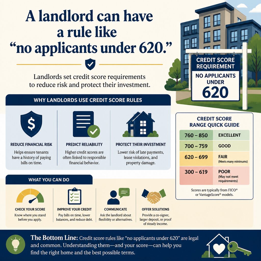 A landlord can have a rule like “no applicants under 620.