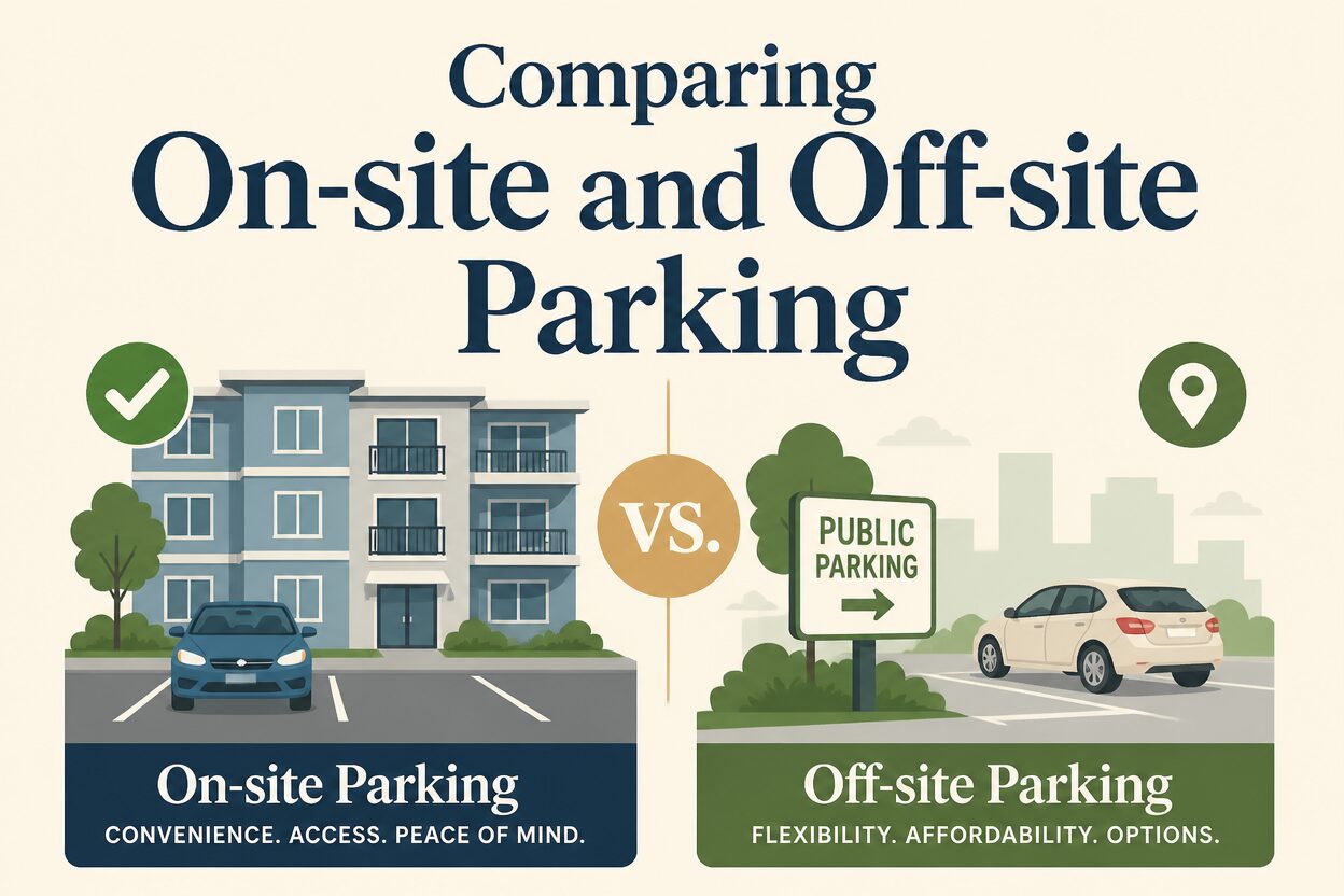 Comparing on-site and off-site parking
