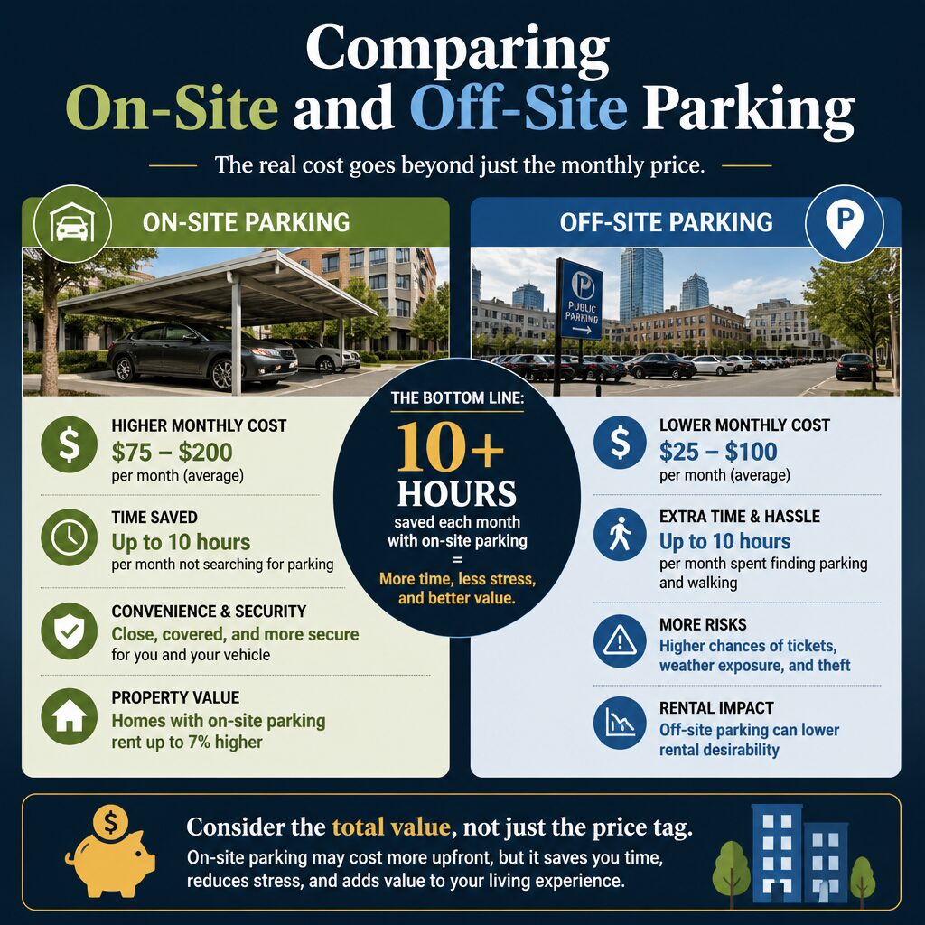 Comparing on-site and off-site parking statistics