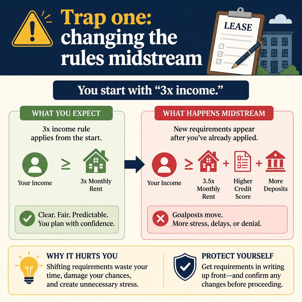 Trap one: changing the rules midstream You start with “3x income.