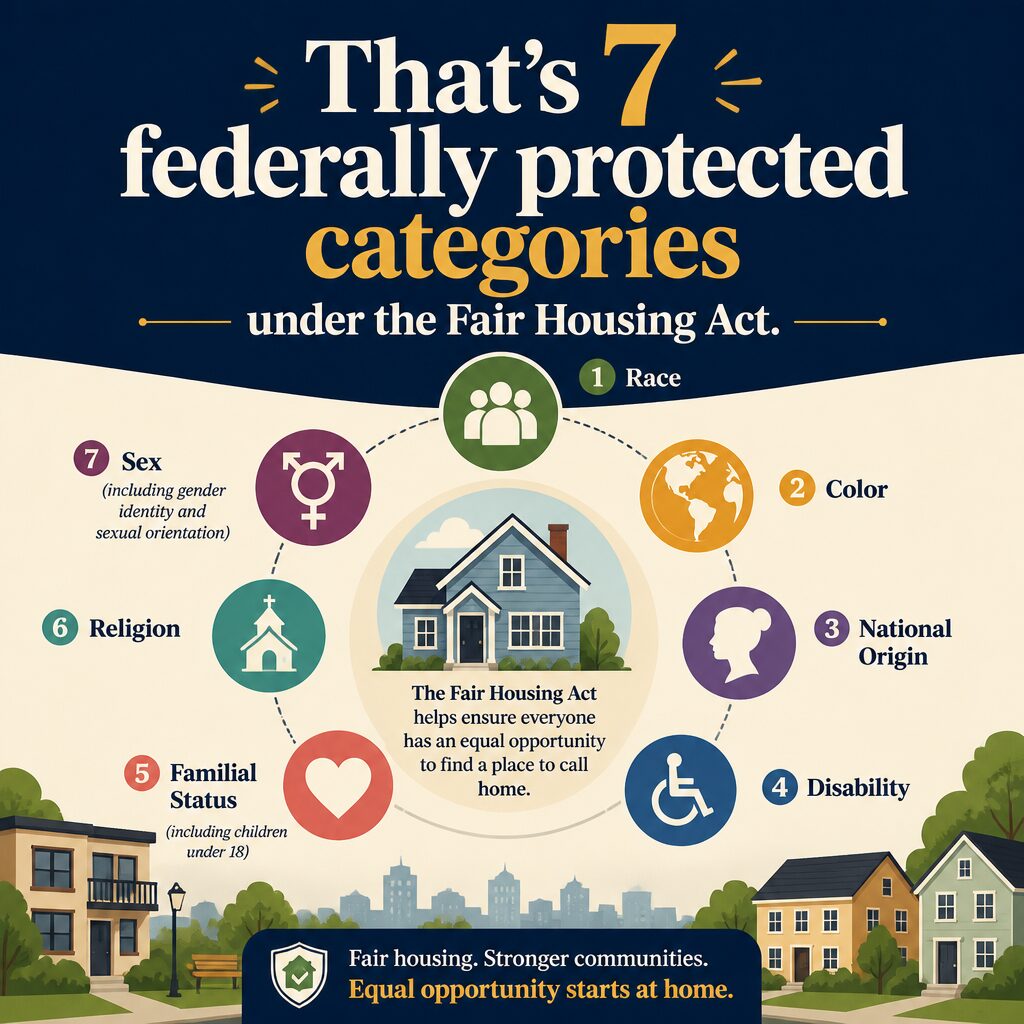 That’s 7 federally protected categories under the Fair Housing Act.