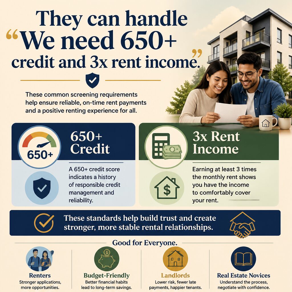 They can handle “We need 650+ credit and 3x rent income.